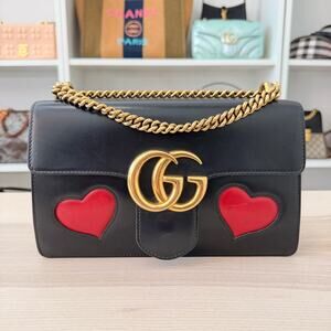 Gucci Knight Calfskin Malaga Kid Heart Medium GG Marmont Chain